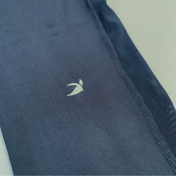 GLYDER black mesh stripe crops cropped yoga workout leggings, M. - Picture 6 of 8